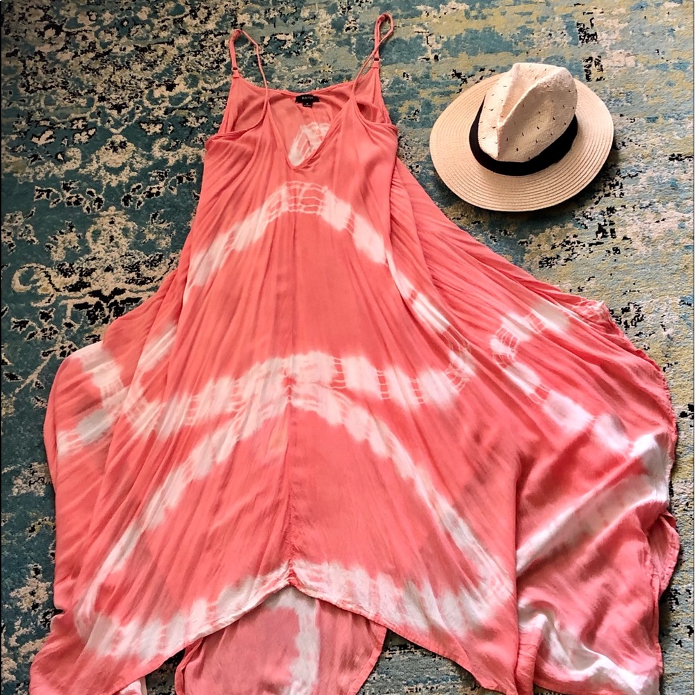 Coral tye-die maxi coverup